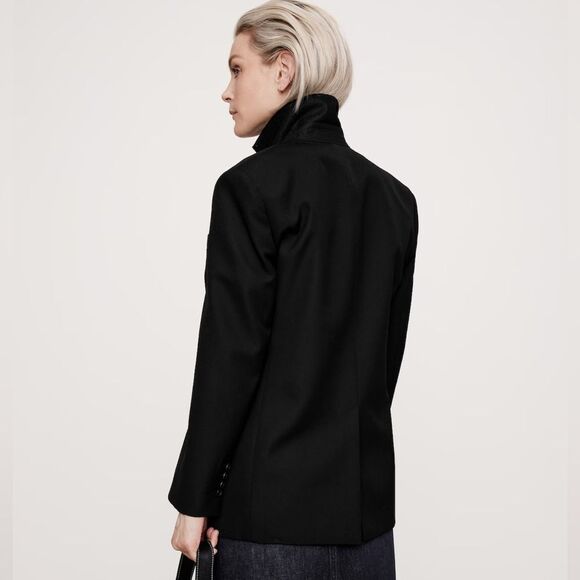 New Kang & Lee Black Wool one button Women's fitted Blazer Sz S with pockets - Picture 1 of 11